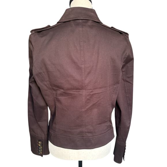 Michael Kors Women's Large Brown Military Style Jacket Button Down Collar - Picture 2 of 5